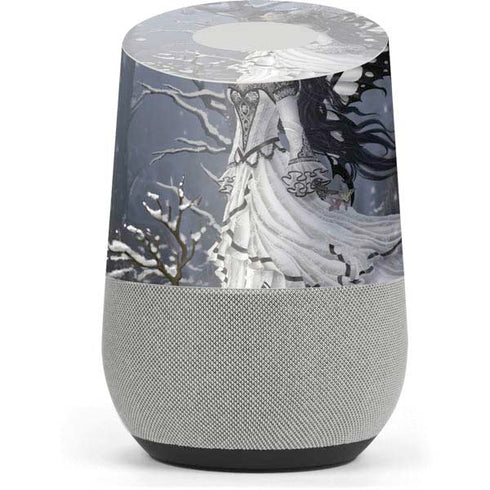 Fairy with Owl in Snow by Nene Thomas Google Home Skin